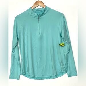 Ladies Golf‎ Pullover Emerald Aqua Quarter-Zip Top Medium